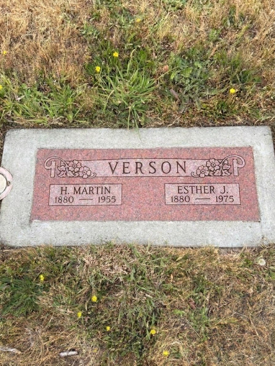 A headstone after a Tendmory Care visit — cleared, edged and legible