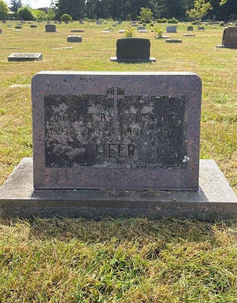 The same grave after the grass is trimmed and the plot cleared
